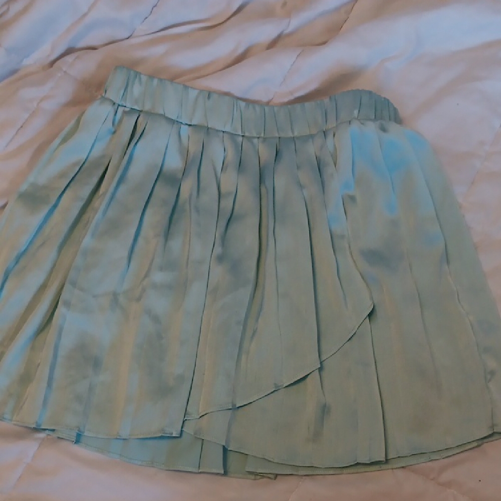 La Hearts Green Asymmetrical Pleated Skater Mini - Picture 4 of 8